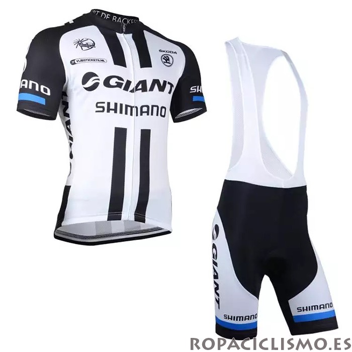 2021 Maillot Giant Alpecin Tirantes Mangas Cortas Blanco Negro